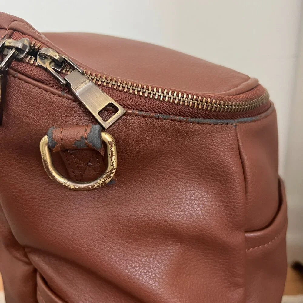 Azaria Brown Leather Baby Diaper Bag Backpack